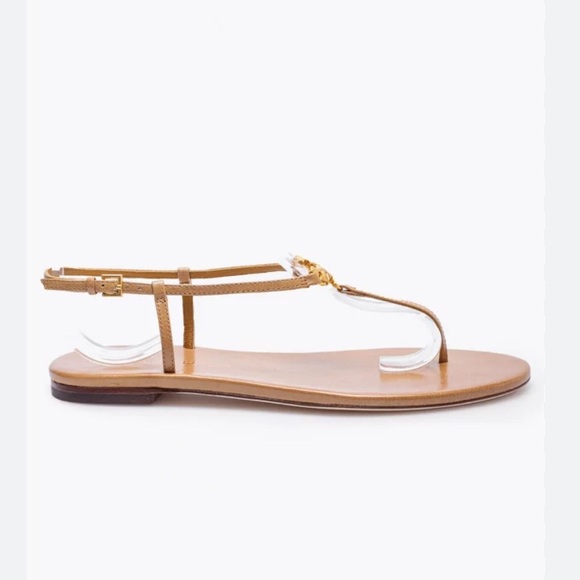 Tory Burch Capri Tan Leather T-Strap Sandals - Picture 2 of 12